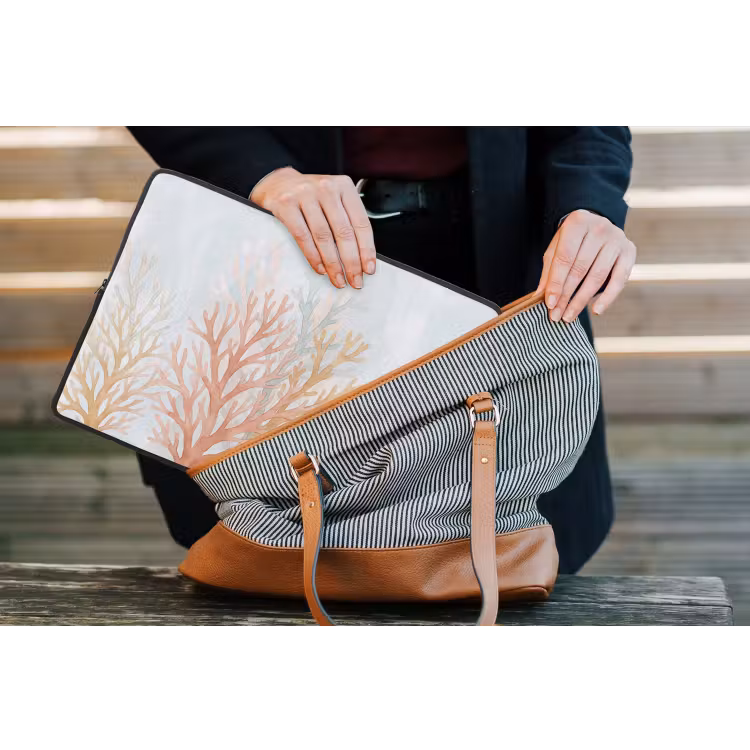 Natuur - Abstract - Aquarel - Organisch - Warm laptophoes neopreen klein -tas