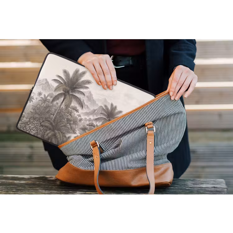 Natuur - Bergen - Rivier - Tropisch - Vintage laptophoes neopreen klein -tas