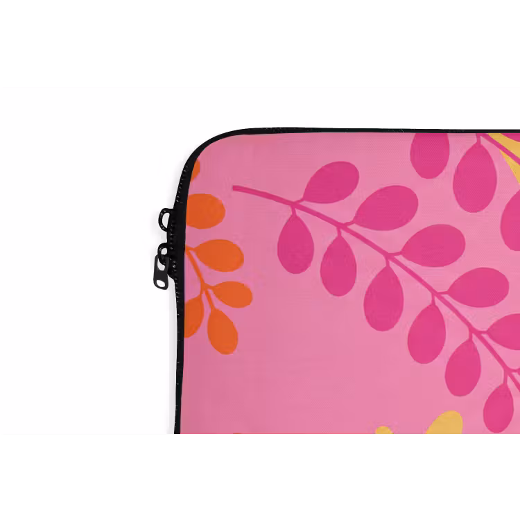 Natuur - Bladeren - Abstract - Roze - Geel laptophoes neopreen klein -detail