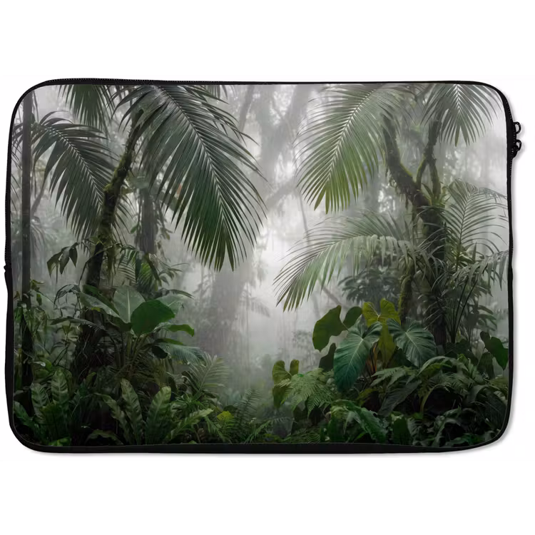 Natuur - Jungle - Mist - Tropisch - Groen laptophoes neopreen klein -zkaufland3dotto