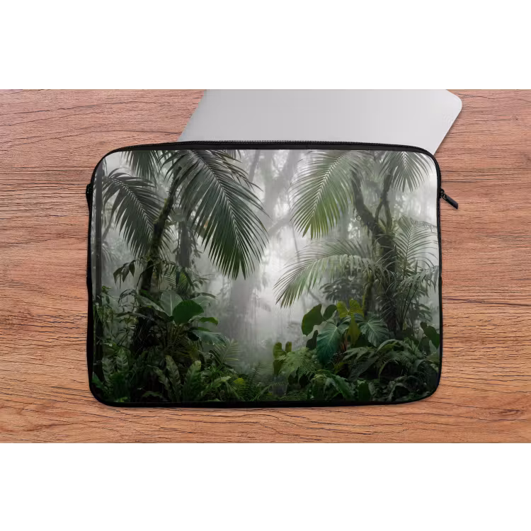Natuur - Jungle - Mist - Tropisch - Groen laptophoes neopreen klein -tafel
