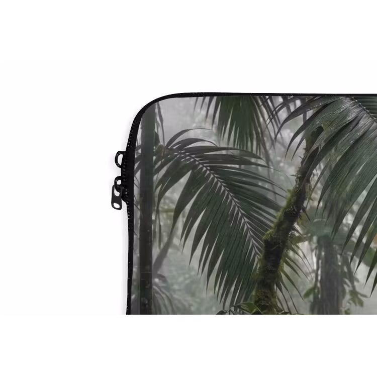 Natuur - Jungle - Mist - Tropisch - Groen laptophoes neopreen klein -detail