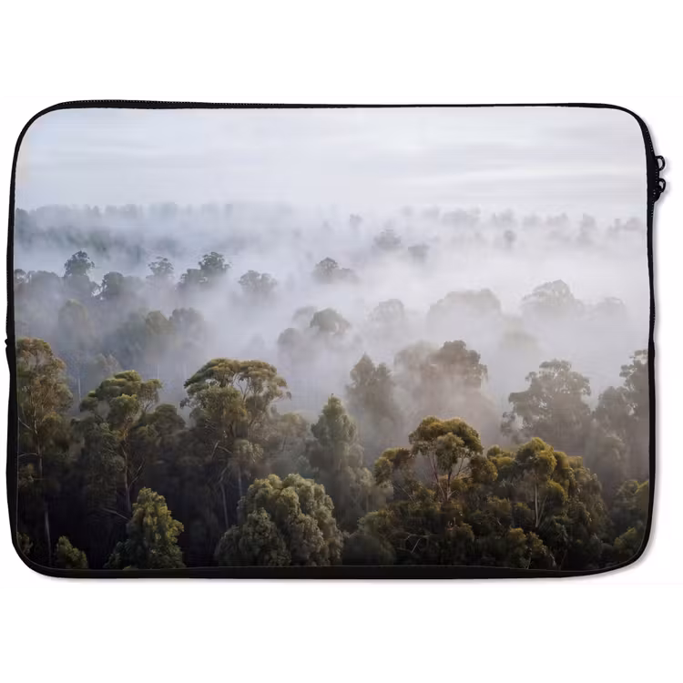 Natuur - Mist - Bos - Ochtend - Goud laptophoes neopreen klein -zkaufland3dotto