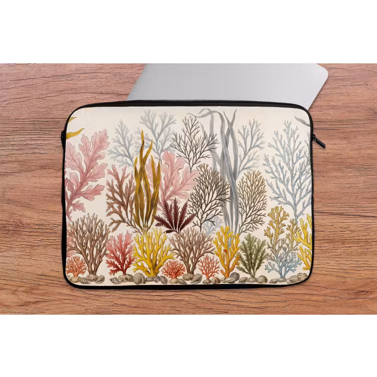 Natuur - Onderwater - Botanisch - Vintage - Kleurrijk laptophoes neopreen klein -tafel