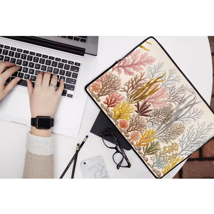 Natuur - Onderwater - Botanisch - Vintage - Kleurrijk laptophoes neopreen klein -bureau