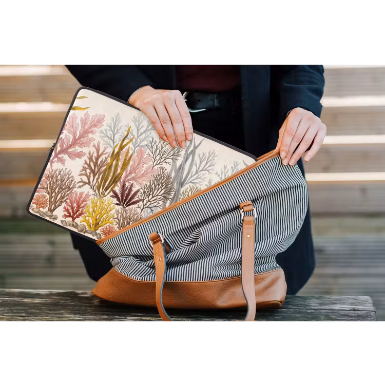 Natuur - Onderwater - Botanisch - Vintage - Kleurrijk laptophoes neopreen klein -tas