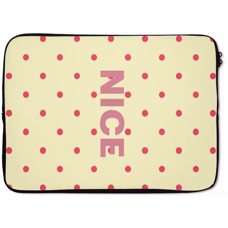 Nice - Stippen - Roze - Geel laptophoes neopreen klein -zkaufland3dotto