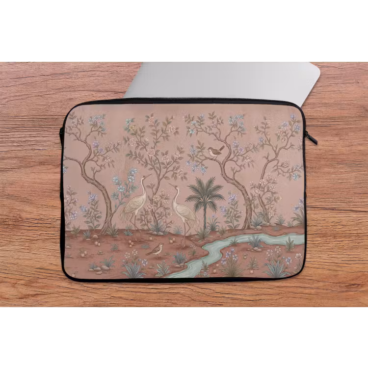 Nostalgisch - Reigers - Roze laptophoes neopreen klein -tafel