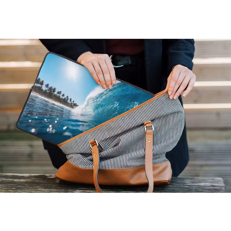 Oceaan - Golf - Strand - Natuur - Blauw laptophoes neopreen klein -tas