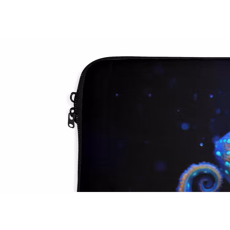 Octopus - Stippen - Blauw - Zee laptophoes neopreen klein -detail