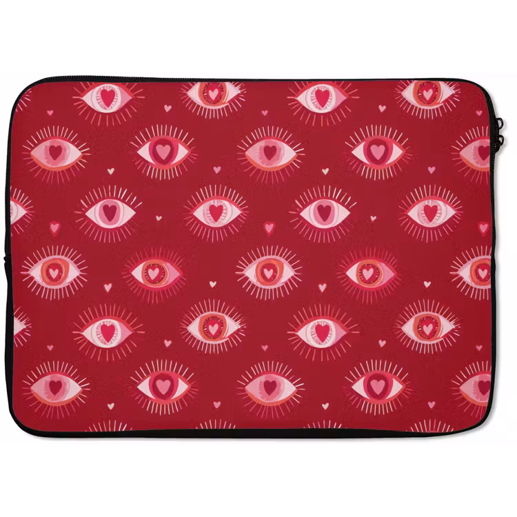 Ogen - Patroon - Roze - Donkerrood laptophoes neopreen klein 279 -zkaufland3dotto
