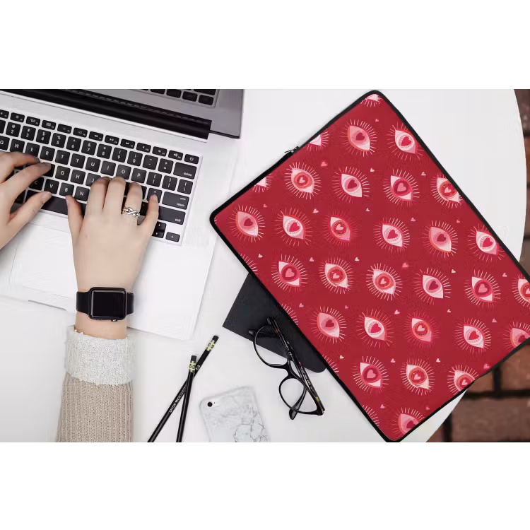 Ogen - Patroon - Roze - Donkerrood laptophoes neopreen klein 279 -bureau