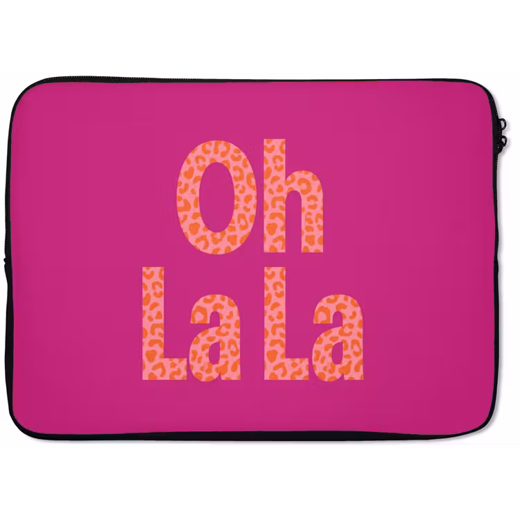 Oh la la - Luipaardprint - Roze laptophoes neopreen klein -zkaufland3dotto