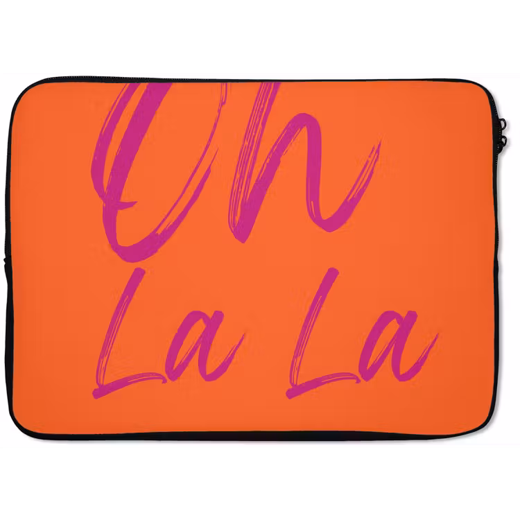 Oh la la - Oranje - Roze - Grafisch laptophoes neopreen klein -zkaufland3dotto
