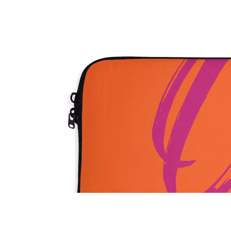 Oh la la - Oranje - Roze - Grafisch laptophoes neopreen klein -detail