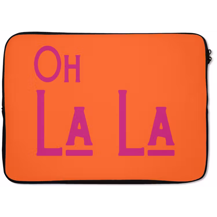 Oh la la - Oranje - Roze - Scheeflettertype laptophoes neopreen klein -zkaufland3dotto
