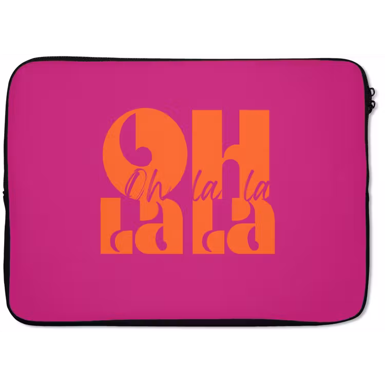 Oh la la - Roze - Oranje - Gestapelde letters laptophoes neopreen klein -zkaufland3dotto