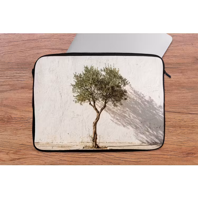 Laptophoes Olijfboom - muur - wit - Olijfboom - muur - wit laptophoes neopreen klein
