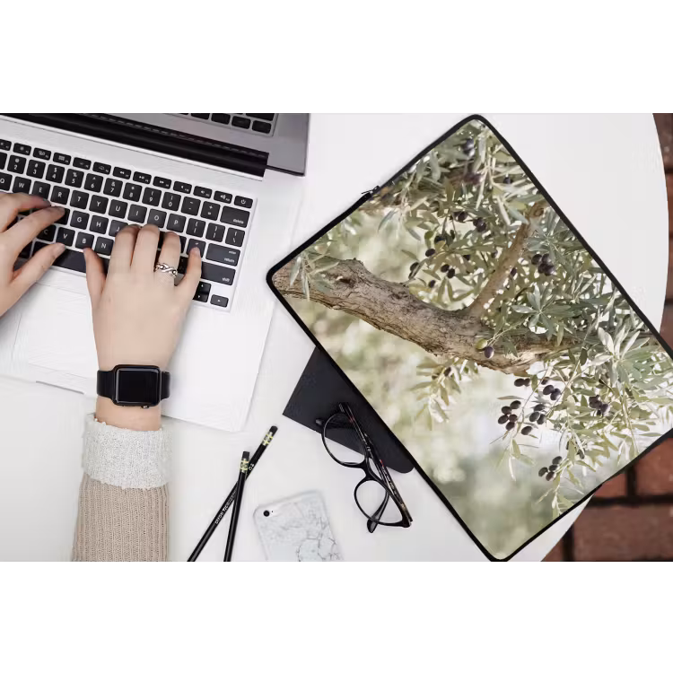 Laptophoes Olijfboom - tak - groen - Olijfboom - tak - groen laptophoes neopreen klein