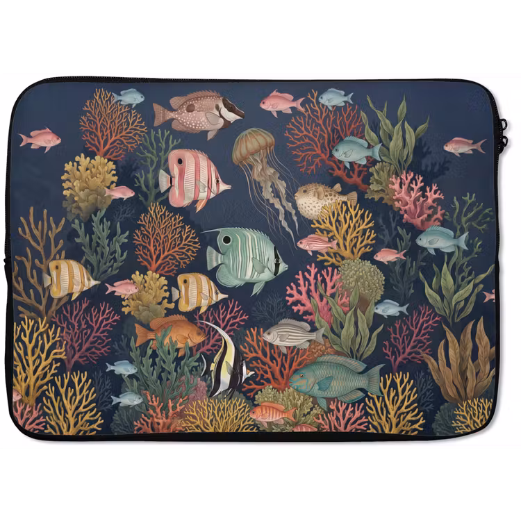 Onderwaterwereld - Vissen - Koraal - Illustratie - Kleurrijk laptophoes neopreen klein -zkaufland3dotto
