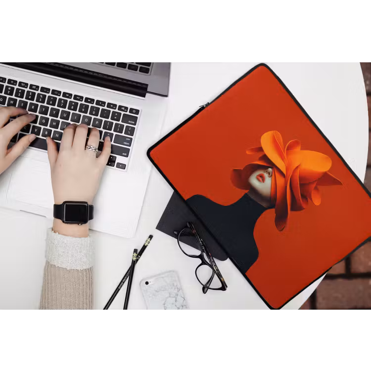Oranje - Hoed - Vrouw laptophoes neopreen klein -bureau