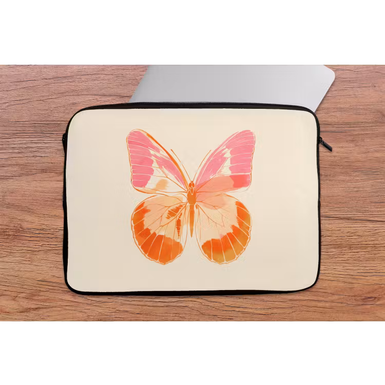 Oranje - Vlinder - Minimalistisch laptophoes neopreen klein -tafel