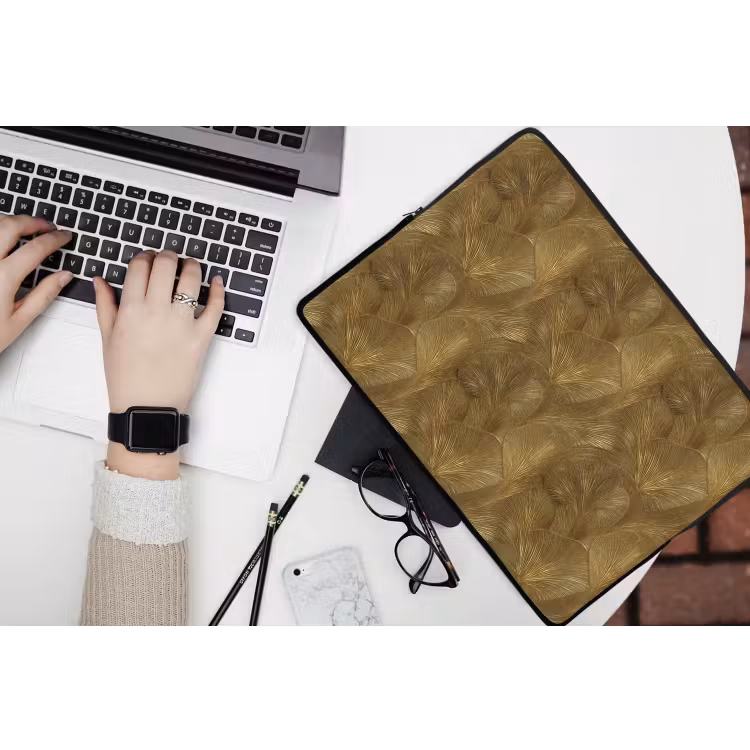 Organisch - Lijnen - Goud laptophoes neopreen klein 279 -bureau