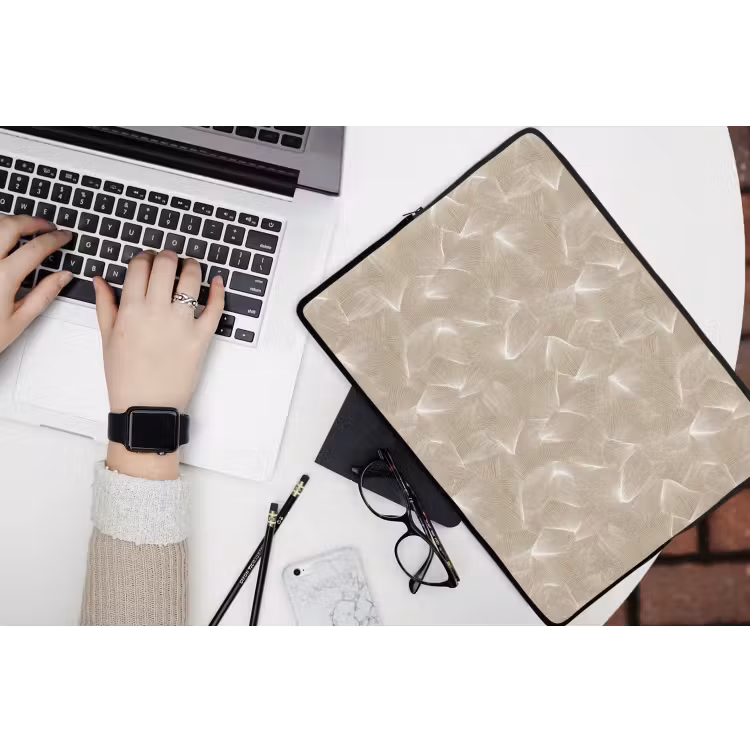 Organisch - Textuur - Beige laptophoes neopreen klein 279 -bureau