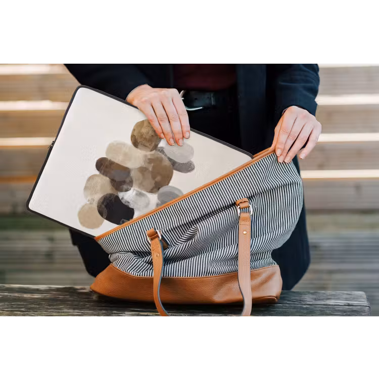 Ovaal - Kleurvlakken - Penseelstreken laptophoes neopreen klein -tas