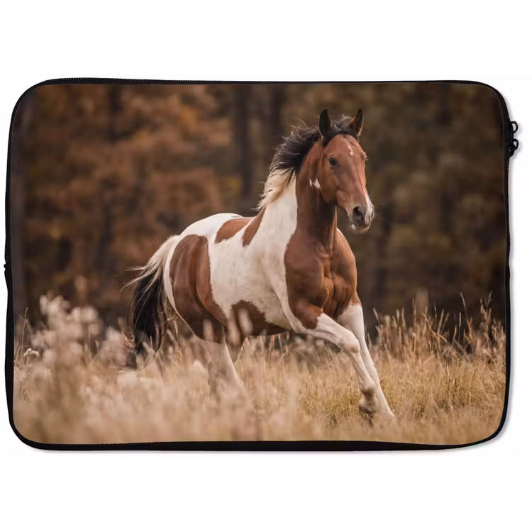 Paard - Bruin - Gras laptophoes neopreen klein -zkaufland3dotto