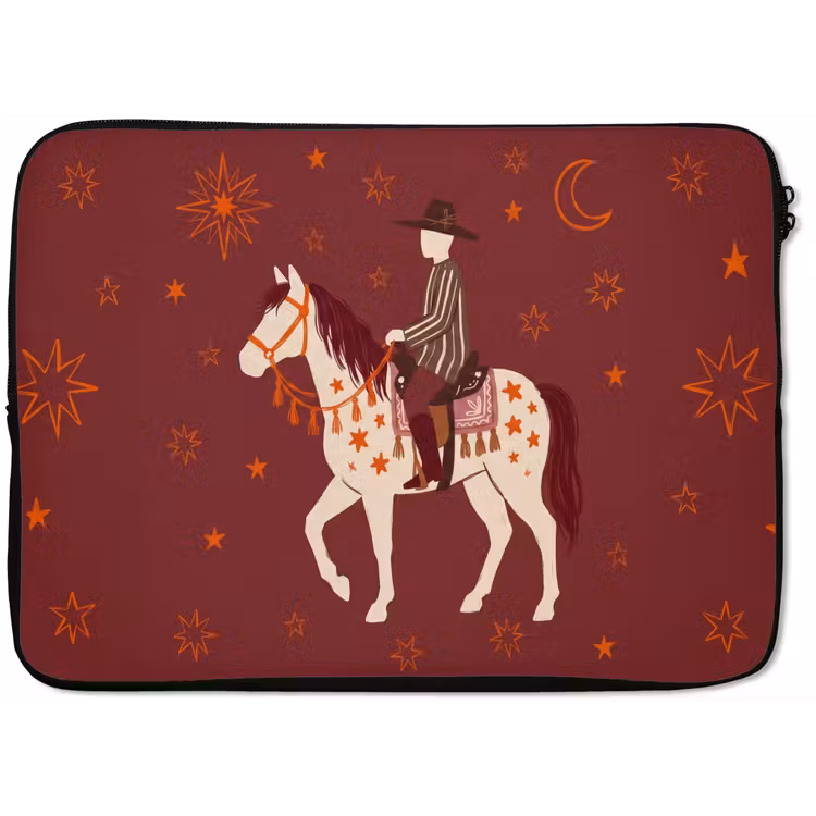 Paard - Ruiter - Sterren - Nacht - Illustratie laptophoes neopreen klein -zkaufland3dotto