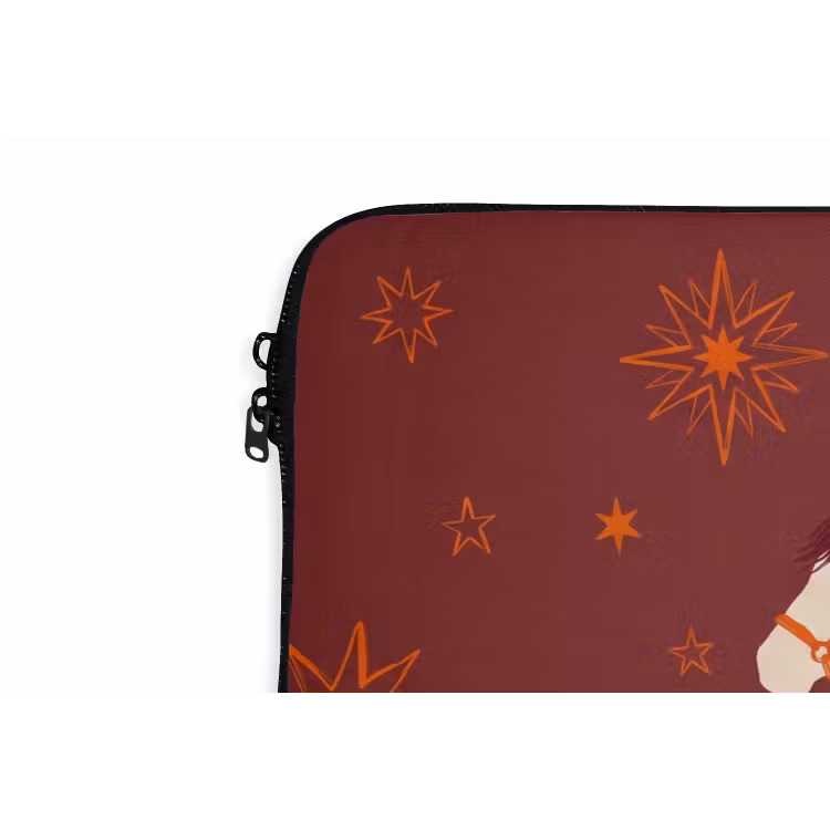 Paard - Ruiter - Sterren - Nacht - Illustratie laptophoes neopreen klein -detail