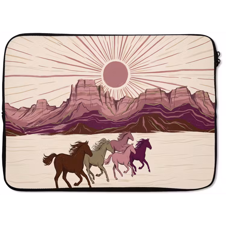 Paarden - Rennend - Woestijn - Natuur - Abstract laptophoes neopreen klein -zkaufland3dotto