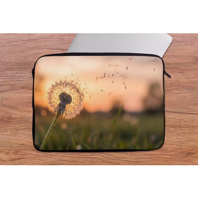 Paardenbloem - Zonsondergang - Veld laptophoes neopreen klein -tafel