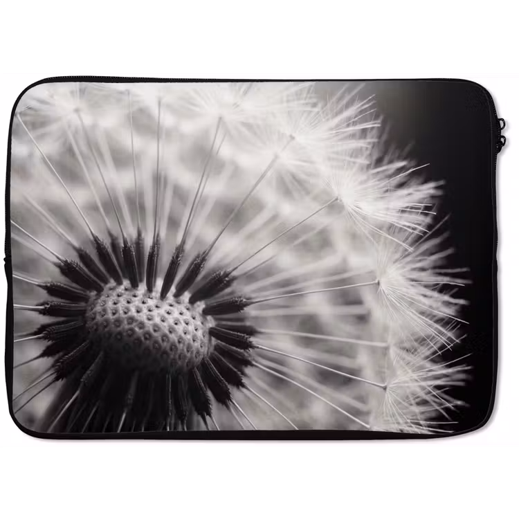 Paardenbloem - Zwart - Wit laptophoes neopreen klein -zkaufland3dotto