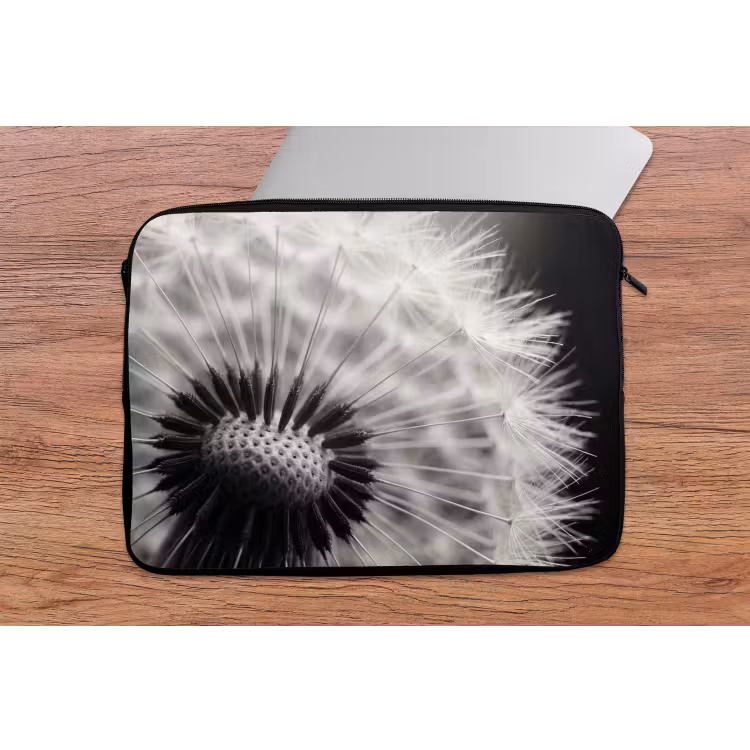 Paardenbloem - Zwart - Wit laptophoes neopreen klein -tafel