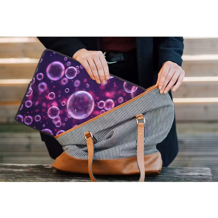 Paars - Bubbels - Schuim laptophoes neopreen klein -tas