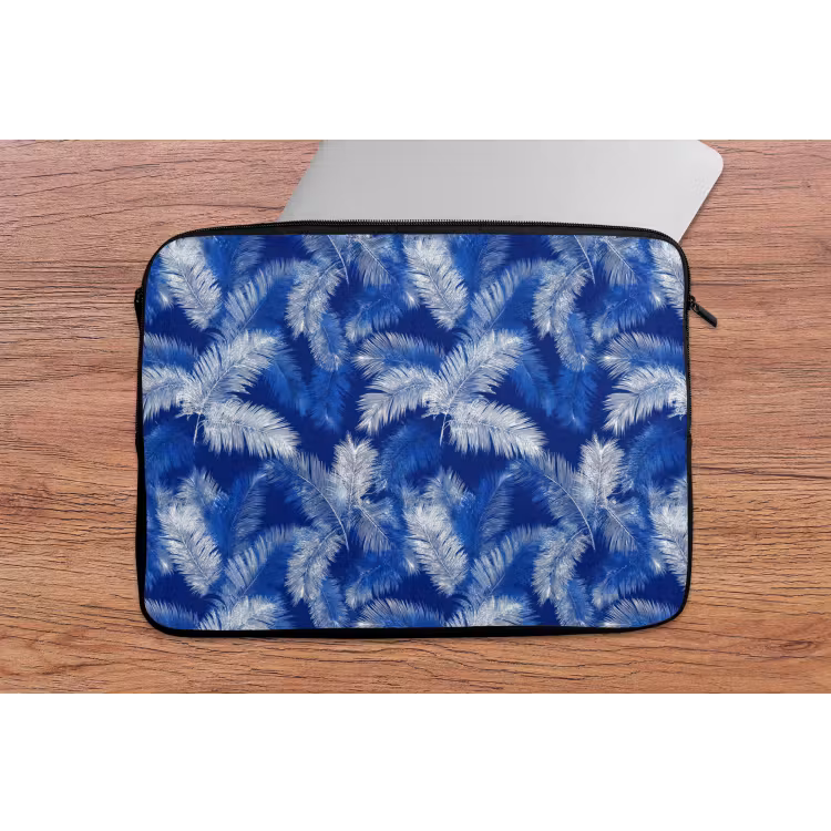 Palmblad - Patroon - Blauw laptophoes neopreen klein 279 -tafel