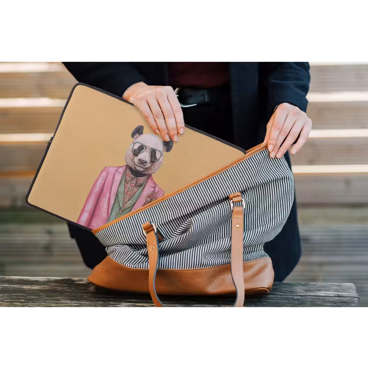 Panda - Pak - Zonnebril - Blauw laptophoes neopreen klein -tas