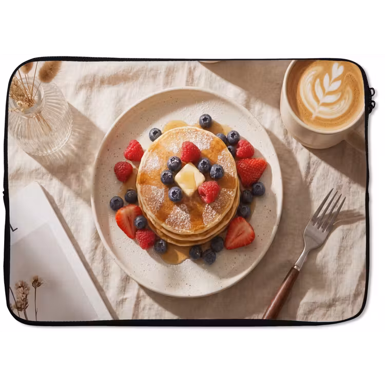 Pannenkoeken - Bessen - Ontbijt - Modern - Beige laptophoes neopreen klein -zkaufland3dotto