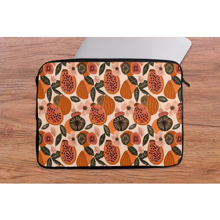 Papaja - Bloesem - Oranje laptophoes neopreen klein 279 -tafel
