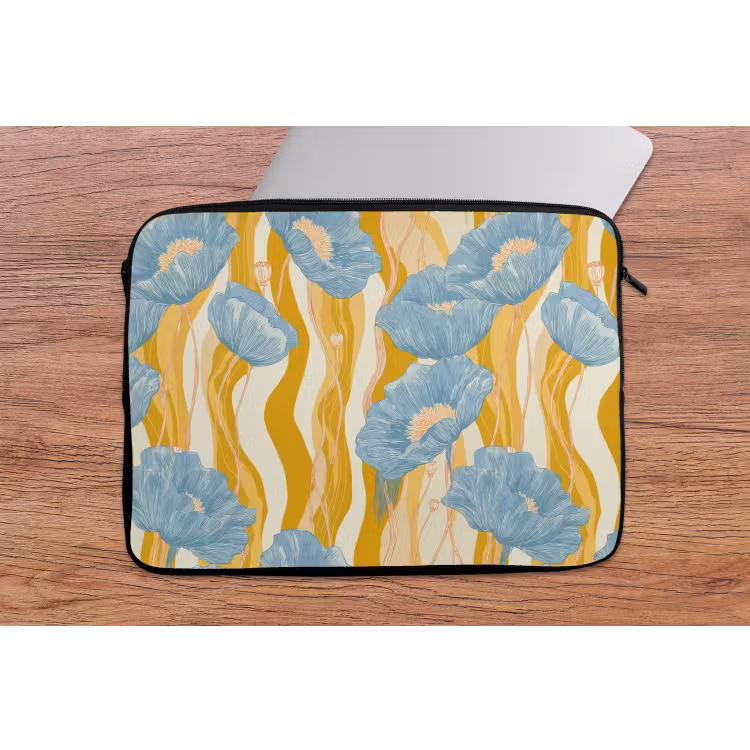Papavers - Botanisch - Blauw laptophoes neopreen klein 279 -tafel