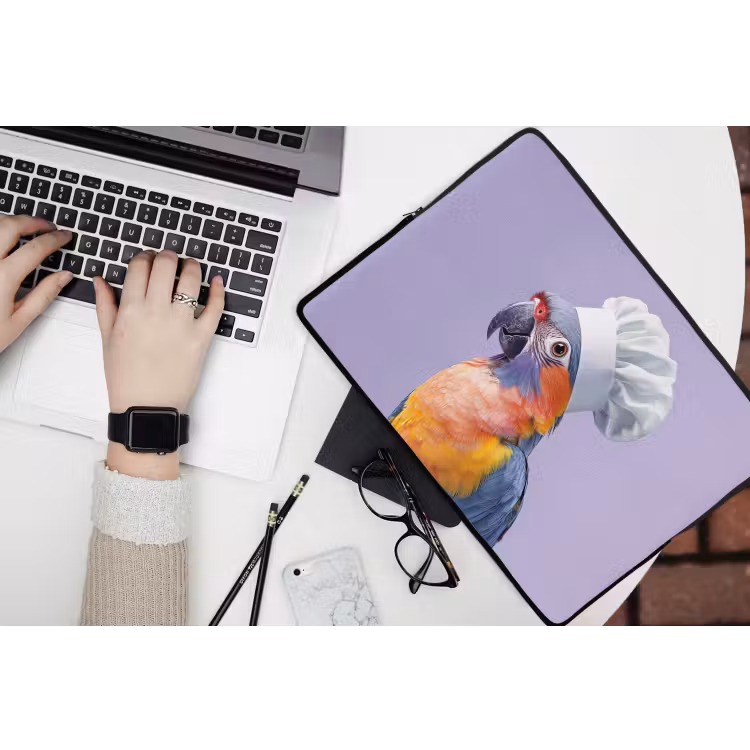 Papegaai - Koksmuts - Paars - Cute laptophoes neopreen klein -bureau