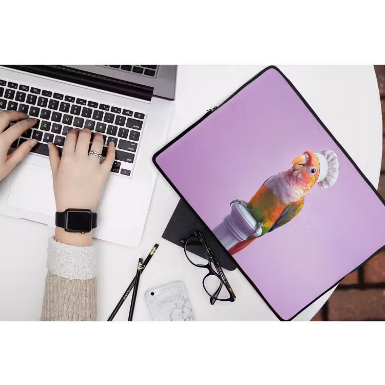 Papegaai - Koksmuts - Pilaar - Vogel laptophoes neopreen klein -bureau