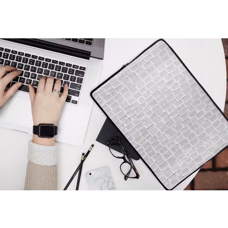 Papier - Overlappend - Textuur - Modern - Wit laptophoes neopreen klein -bureau