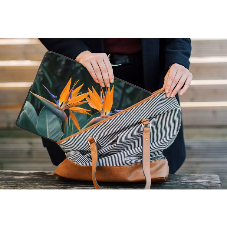 Paradijsvogel - Bloem - Exotisch laptophoes neopreen klein -tas