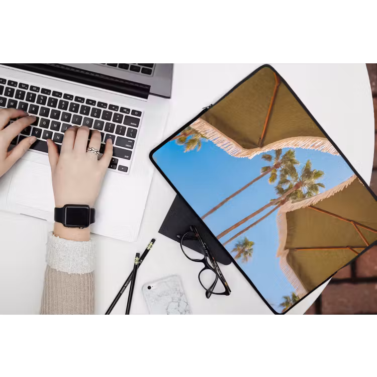 Parasol - Groen - Franjes - Zomer - Tropisch laptophoes neopreen klein -bureau