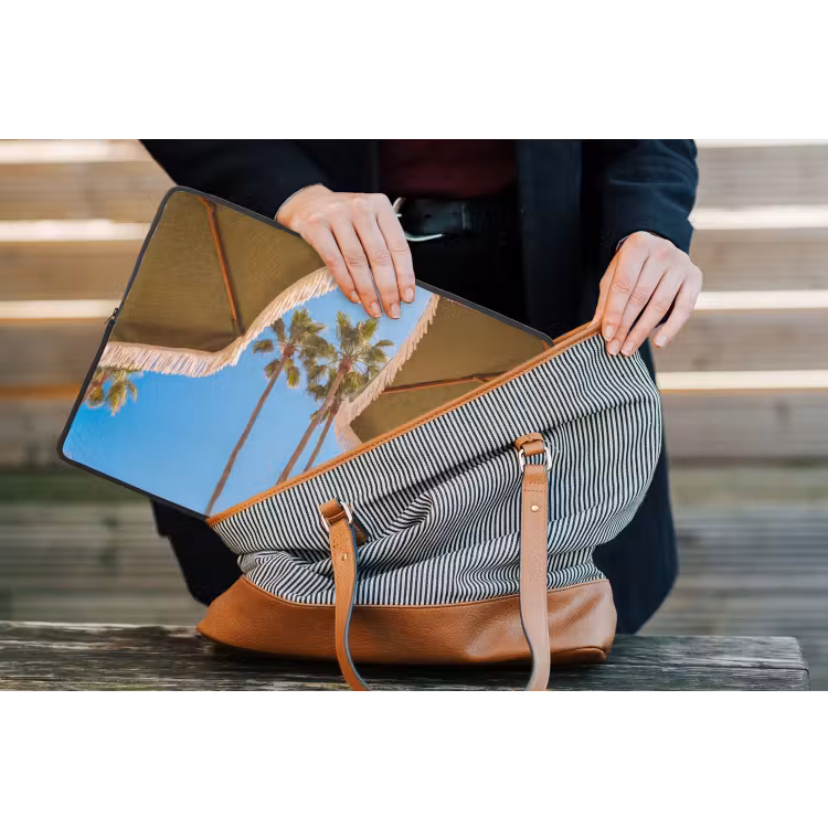 Parasol - Groen - Franjes - Zomer - Tropisch laptophoes neopreen klein -tas