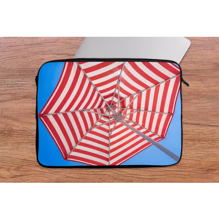Parasol - Strepen - Zomer - Rood - Blauw laptophoes neopreen klein -tafel