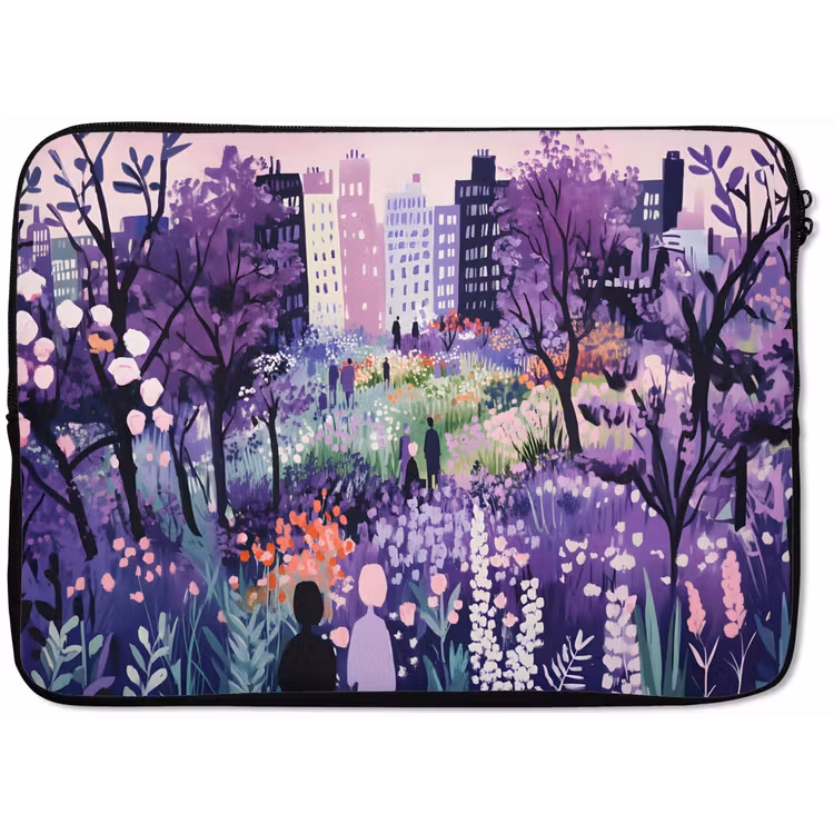 Park - Bomen - Bloemen - Gebouwen laptophoes neopreen klein -zkaufland3dotto